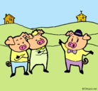 Dibujo Los tres cerditos 5 pintado por cerdos