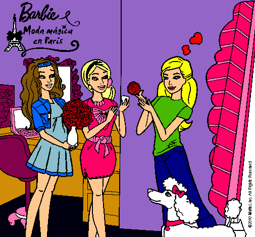 Dibujo Barbie de compras con sus amigas pintado por patriloka