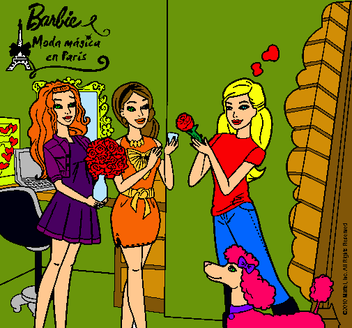 Dibujo Barbie de compras con sus amigas pintado por amalia