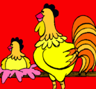 Dibujo Gallo y gallina pintado por Enric