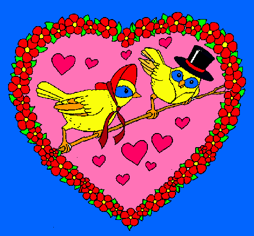 Dibujo Corazón con pájaros pintado por sheryl_selena