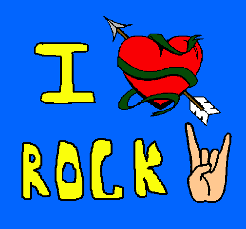 Dibujo I love rock pintado por eneko