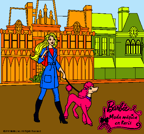 Dibujo Barbie y su perrita pintado por amalia