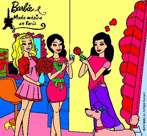 Dibujo Barbie de compras con sus amigas pintado por Jade