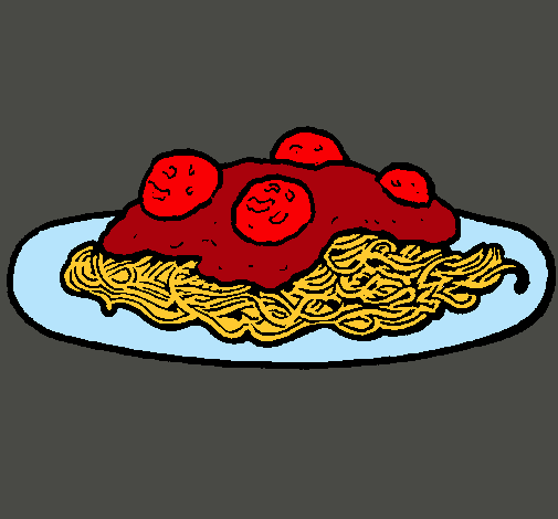 Dibujo Espaguetis con carne pintado por peque