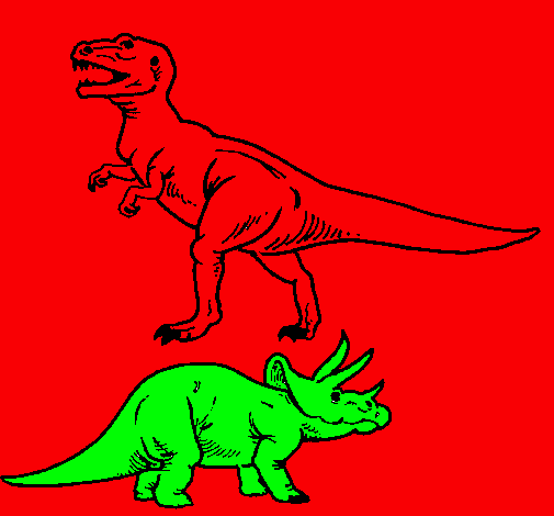 Dibujo Triceratops y tiranosaurios rex pintado por Johann-Ibr