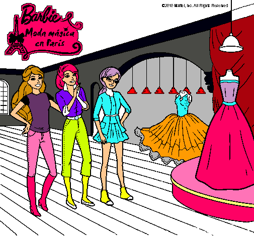 Dibujo Barbie mirando vestidos pintado por razzi16