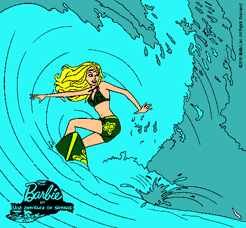 Dibujo Barbie practicando surf pintado por amalia