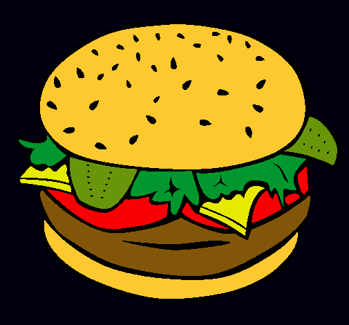 Dibujo Hamburguesa completa pintado por xsiempreag