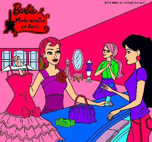 Dibujo Barbie en una tienda de ropa pintado por Jade