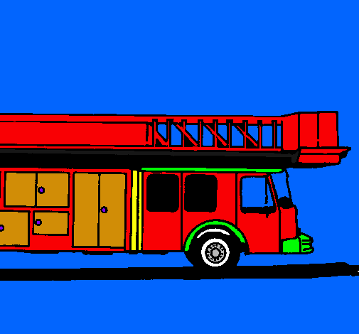 Dibujo Camión de bomberos con escalera pintado por alvarodelara