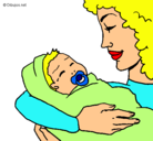 Dibujo Madre con su bebe II pintado por jhoana