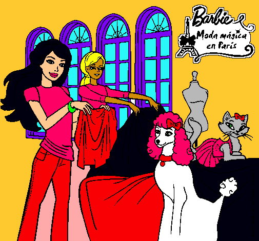 Dibujo Barbie y su amiga mirando ropa pintado por Yamaka