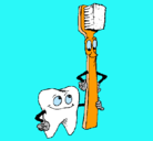 Dibujo Muela y cepillo de dientes pintado por IUGYG