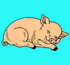 Dibujo Cerdo durmiendo pintado por cochinito