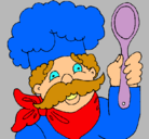 Dibujo Chef con bigote pintado por luvid