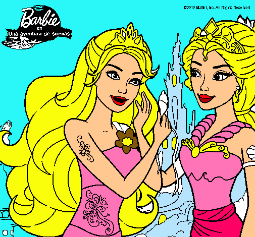 Dibujo Barbie se despiede de la reina sirena pintado por rania