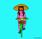Dibujo China en bicicleta pintado por piolin
