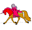 Dibujo Princesa en unicornio pintado por india