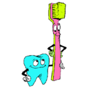 Dibujo Muela y cepillo de dientes pintado por arturopvtm