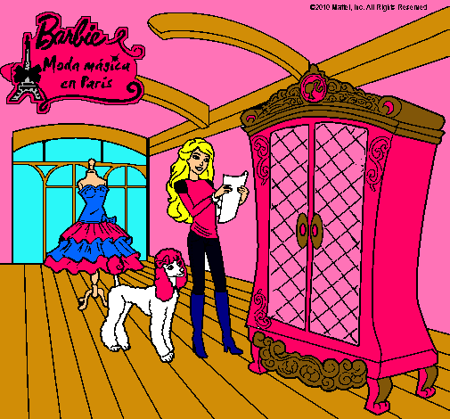 Dibujo Barbie delante del armario pintado por violet265