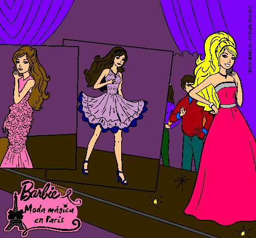 Dibujo Barbie, desfilando por la pasarela pintado por Wambie