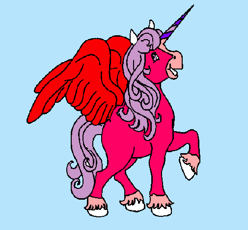 Dibujo Unicornio con alas pintado por flekilla