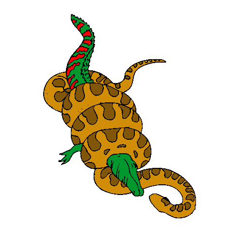 Dibujo Anaconda y caimán pintado por moises