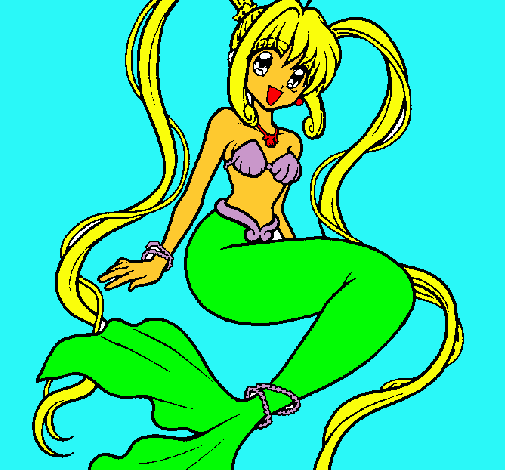 Dibujo Sirena con perlas pintado por tereefasion