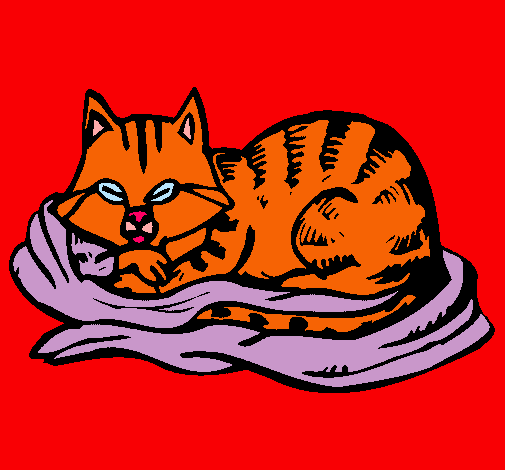Dibujo Gato en su cama pintado por isabel2