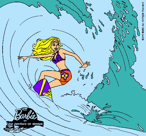 Dibujo Barbie practicando surf pintado por amalia