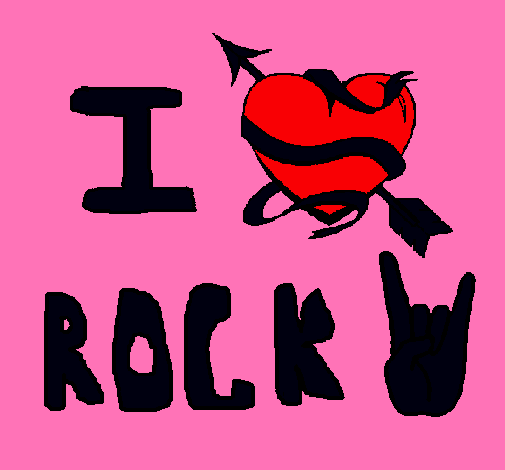 Dibujo I love rock pintado por biavaida