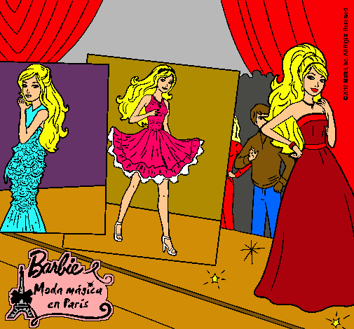 Dibujo Barbie, desfilando por la pasarela pintado por tora