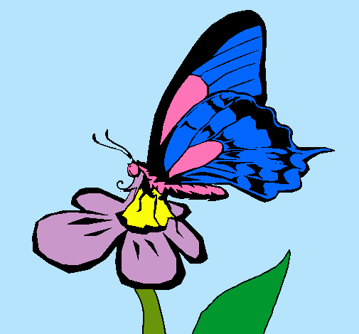 Dibujo Mariposa en una flor pintado por karito2611