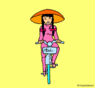 Dibujo China en bicicleta pintado por debora