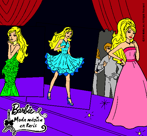 Dibujo Barbie, desfilando por la pasarela pintado por lentr