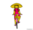 Dibujo China en bicicleta pintado por lauramaria