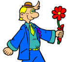 Dibujo Hombre contento con una flor pintado por anastacia
