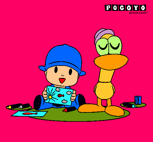 Dibujo Pocoyó y Pato pintado por pitufin