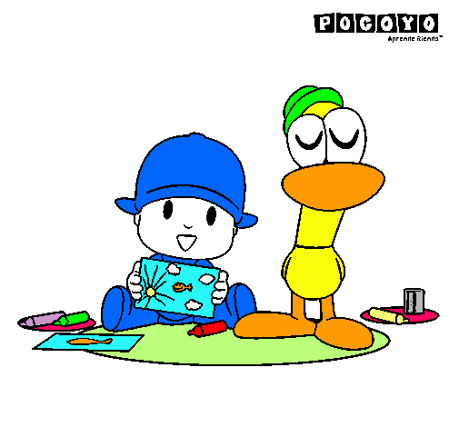 Dibujo Pocoyó y Pato pintado por MARTI-CATA