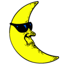 Dibujo Luna con gafas de sol pintado por juanito2345