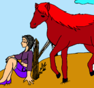 Dibujo Chica y caballo pintado por ana_2222