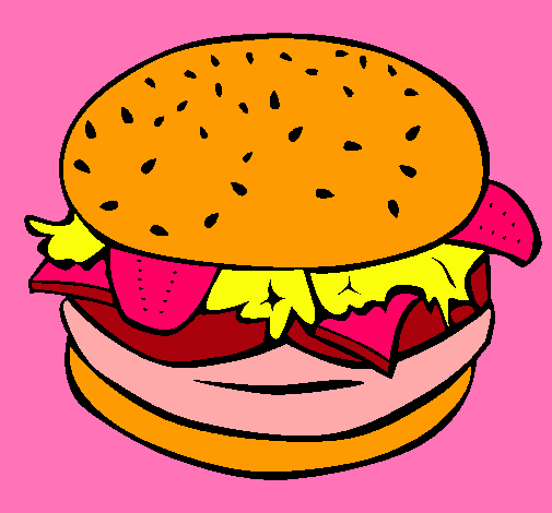 Dibujo Hamburguesa completa pintado por linda17