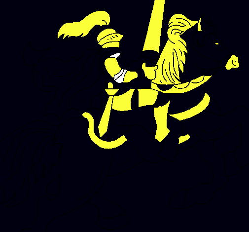 Dibujo Caballero a caballo pintado por dark