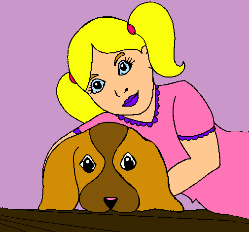 Dibujo Niña abrazando a su perro pintado por jone