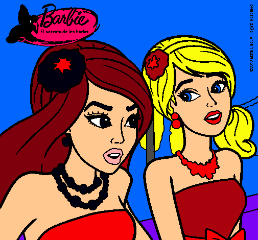 Dibujo Barbie y su amiga pintado por vale383