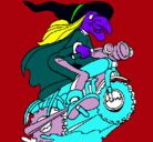 Dibujo Bruja en moto pintado por gujob