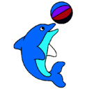 Dibujo Delfín jugando con una pelota pintado por delfin