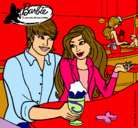Dibujo Barbie y su amigo en la heladería pintado por lauracamila