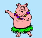 Dibujo Cerdo hawaiano pintado por ertyuiop